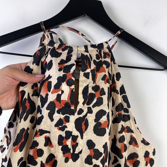 NWT Urban Outfitters Womens (S) Tiered Halter Leopard Print Romper Beige Cotton - Picture 4 of 11